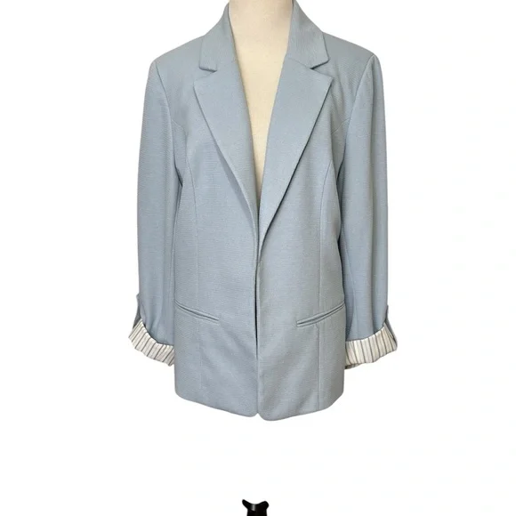 Light Blue Roll Cuff Blazer - Picture 2 of 2